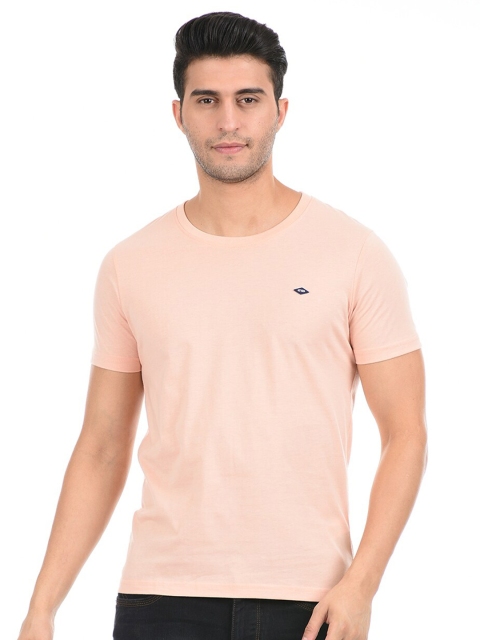 

Cloak & Decker by Monte Carlo Men Peach-Coloured Solid T-shirt