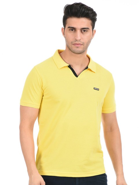 

Cloak & Decker by Monte Carlo Men Yellow Polo Collar Cotton T-shirt