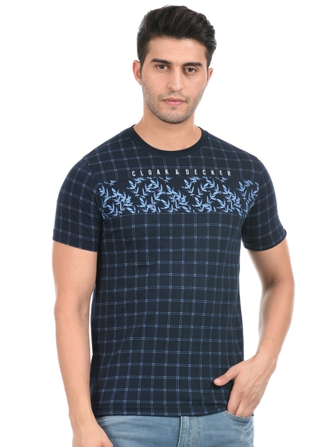 

Cloak & Decker by Monte Carlo Men Navy Blue Printed Cotton T-shirt