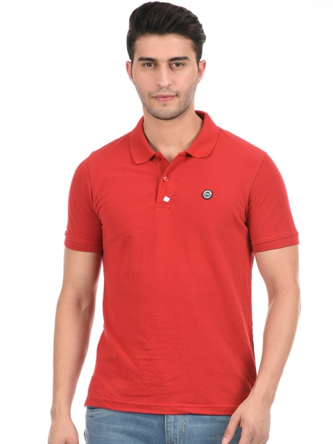 

Cloak & Decker by Monte Carlo Men Red Polo Collar Applique T-shirt