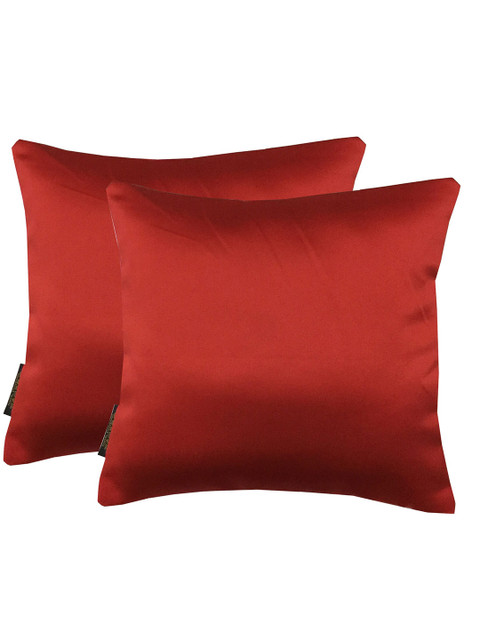 

Lushomes Red & Beige Set of 2 Square Cushion Covers