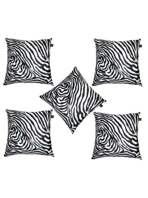 

Lushomes White & Black Set of 5 Striped Square Cushion Covers