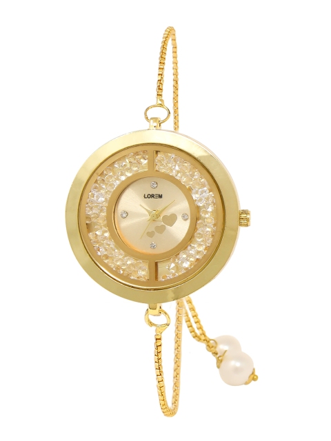 

LOREM Women Gold-Toned Embellished Dial & Bracelet Style Analogue Watch LR254-Gold
