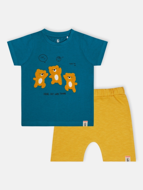 

Babysafe Boys Blue & Mustard Printed T-shirt with Shorts