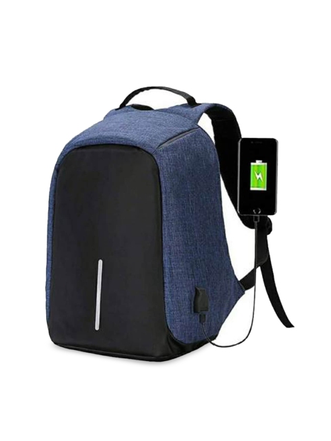 

PLAYYBAGS Unisex Blue & Black Laptop Backpack with Anti-Theft