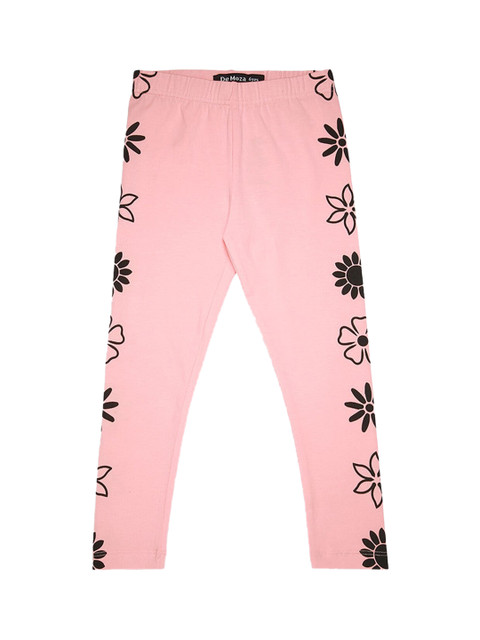 

Hopscotch Girls Pink & Black Printed Ankle Length Leggings