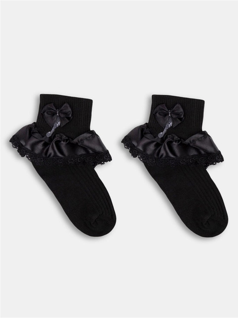 

Hopscotch Girls Black Patterned Ankle Length Cotton Socks