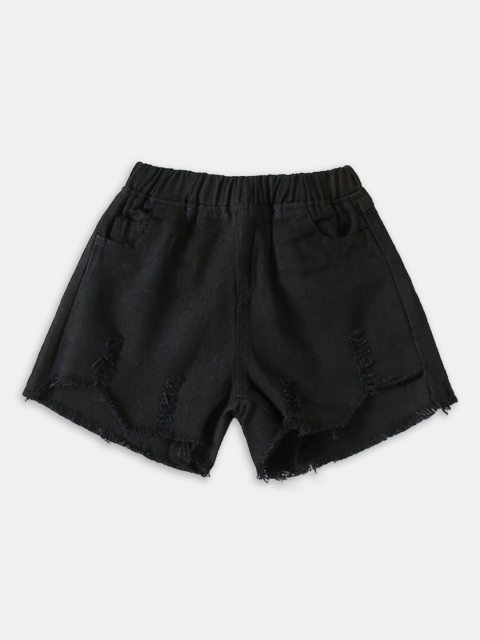 

Hopscotch Girls Black Distressed Denim Shorts
