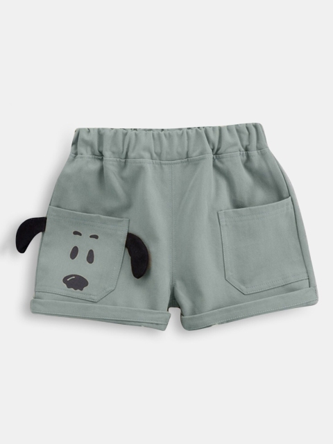 

Hopscotch Boys Green Solid Cotton Shorts