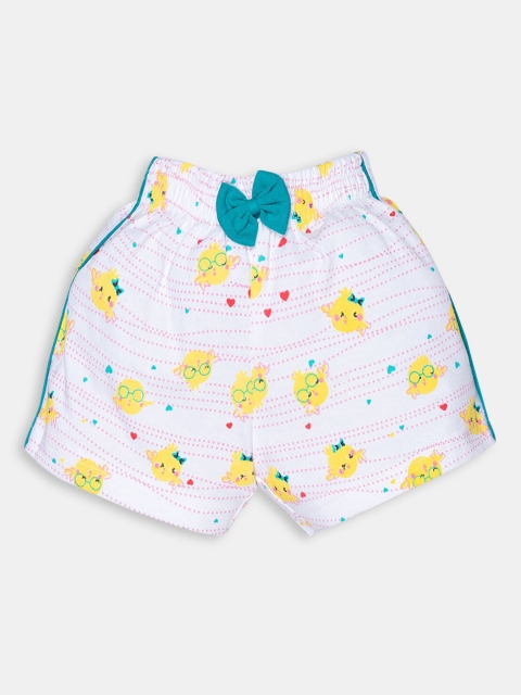 

Hopscotch Girls White Conversational Printed Shorts