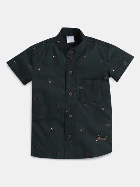 

Hopscotch Boys Green Printed Casual Shirt
