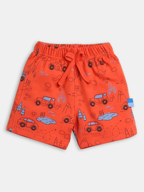 

Hopscotch Boys Orange Regular Fit Printed Shorts
