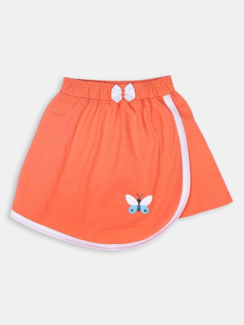 

Hopscotch Girls Cora-Colored Solid A-Line Pure Cotton Skirts, Coral