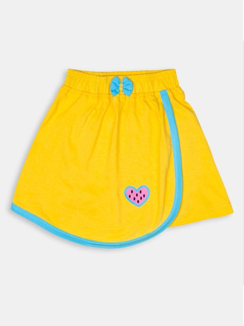 

Hopscotch Girls Yellow Printed Pure Cotton A-Line Skirt