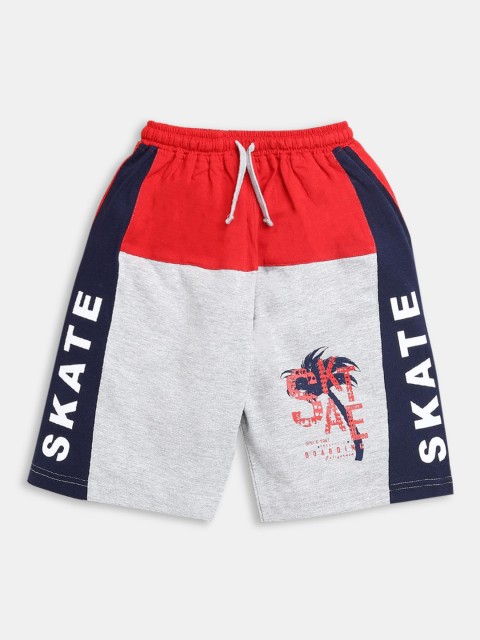 

Hopscotch Boys Red & Grey Printed Shorts