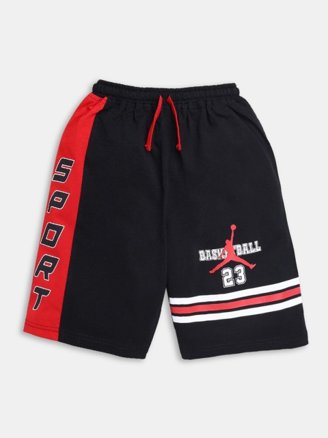 

Hopscotch Boys Black Typography Printed Shorts