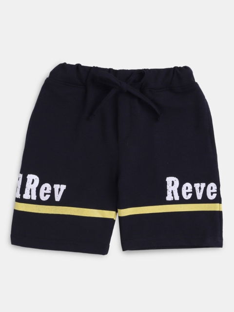 

Hopscotch Boys Navy Blue Typography Shorts