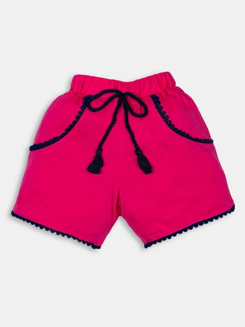 

Hopscotch Girls Pink Solid Pure Cotton Shorts