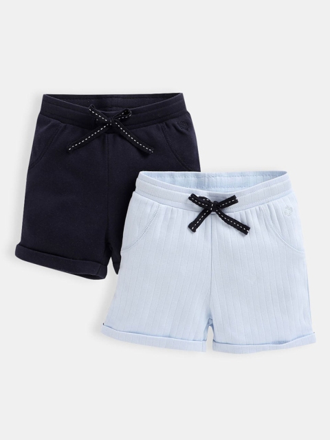 

Hopscotch Pack of 2 Girls Black & Blue Solid Cotton Chino Shorts