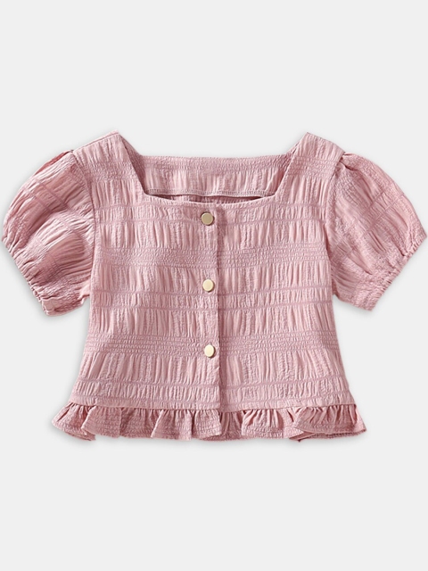

Hopscotch Girls Pink Square Neck Top