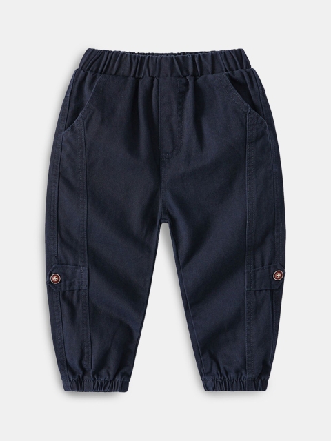 

Hopscotch Boys Blue Solid Cotton Joggers
