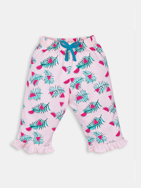 

Hopscotch Girls Pink Floral Printed Cotton Relaxed Trouser