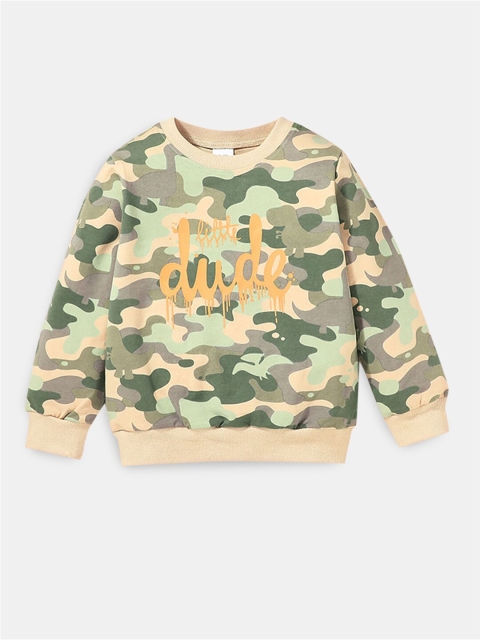

Hopscotch Boys Green Printed Sweatshirt