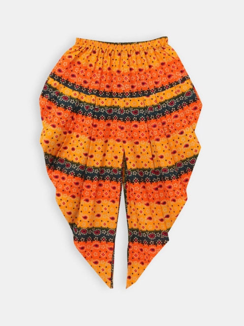 

Hopscotch Girls Orange Printed Pleated Chinos Trousers