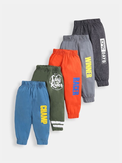 

Hopscotch Boys Blue And Orange Pack Of 5 Printed Pure Cotton Joggers