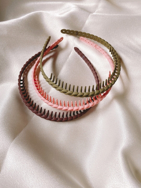 

Mueras Women Brown & Peach-Coloured Set of 3 Hairband