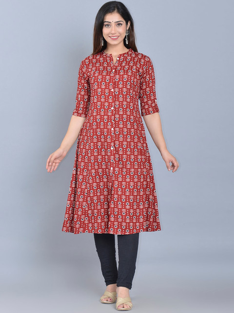 

Bachuu Women Pink Ethnic Motifs Printed Keyhole Neck Kurta