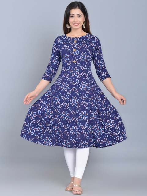 

Bachuu Women Turquoise Blue Ethnic Motifs Printed Kurta
