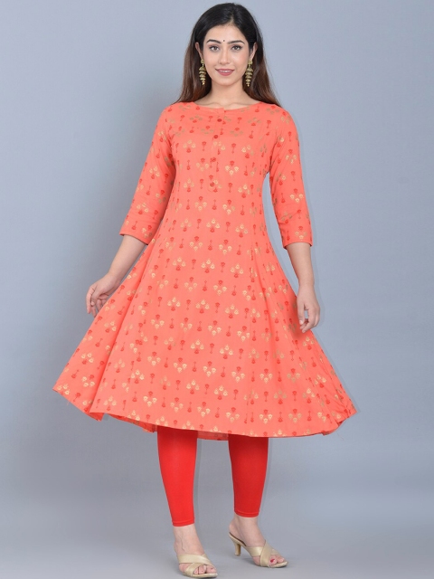 

Bachuu Women Peach-Coloured Ethnic Motifs Printed Kurta