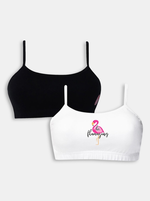 

Hopscotch Pack of 2 Girls White & Black Cotton Seamless Non-Wired Bra