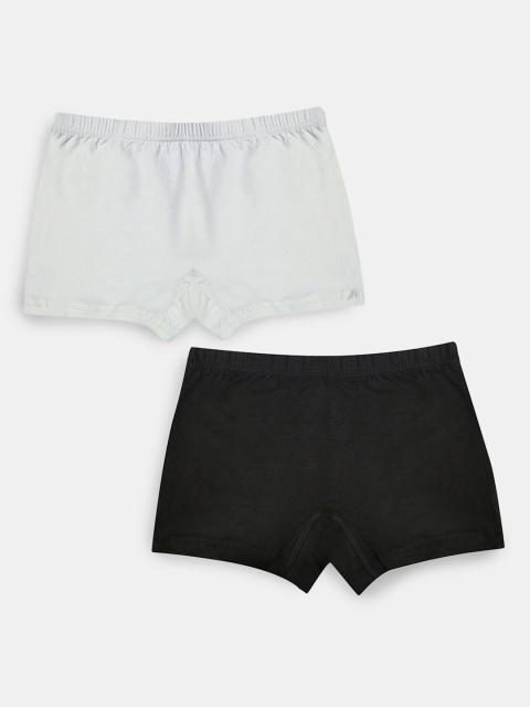 

Hopscotch Pack Of 2 Girls Black & White Cotton Blend Boxer-Style Briefs
