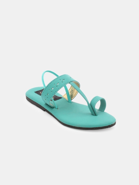 

Hopscotch Girls Green Solid Laser Cuts Detail One Toe Flats