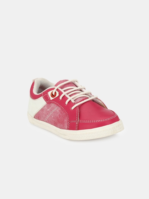 

Hopscotch Girls Pink Colourblocked Leather Sneakers