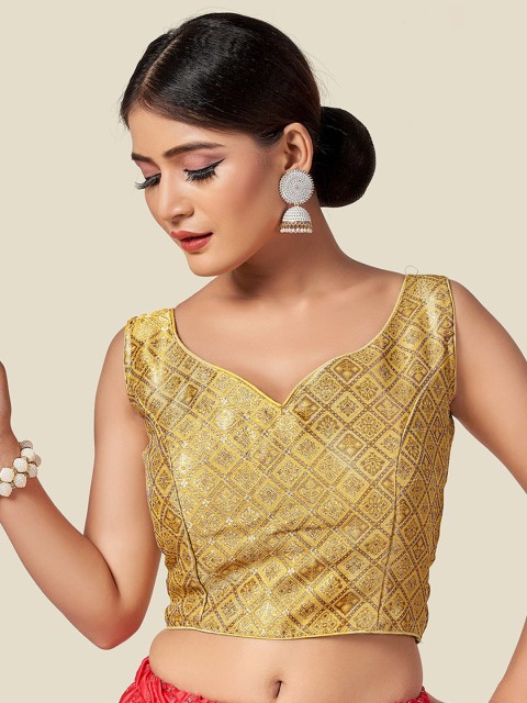 

HIMRISE Women Yellow Woven Design Saree Blouse