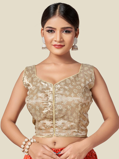 

HIMRISE Women Gold-Tone Woven-Design Brocade Saree Blouse