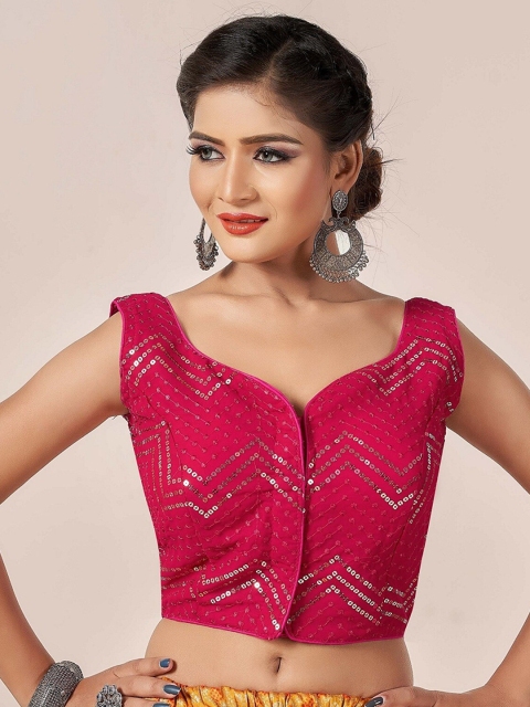 

HIMRISE Women Pink Embellished Saree Blouse
