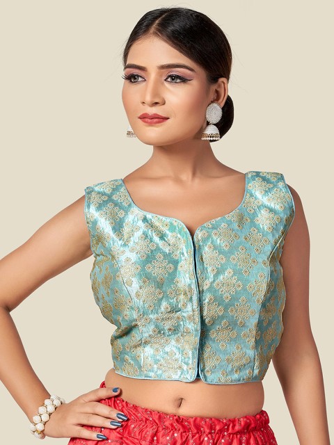 

HIMRISE Women Blue Woven Design Saree Blouse
