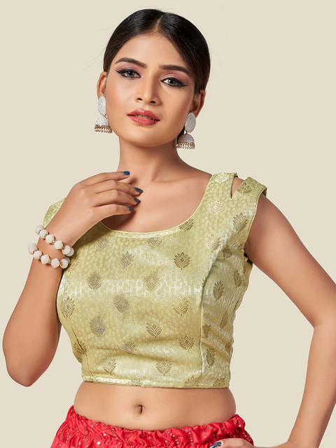 

HIMRISE Sea Green Printed Saree Blouse