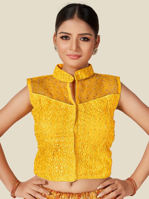 

HIMRISE Yellow Embroidered Saree Blouse