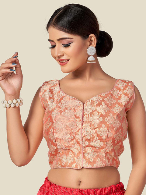 

HIMRISE Women Peach Embroidered Saree Blouse