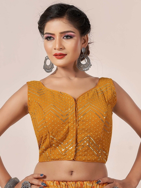 

HIMRISE Yellow Embellished Saree Blouse