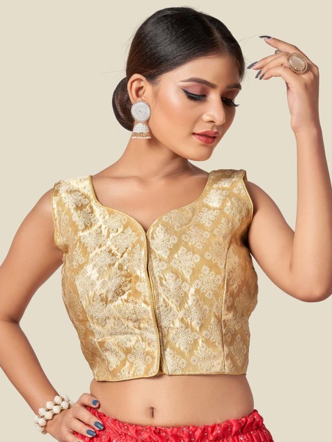 

HIMRISE Women Golden Embroidered Saree Blouse, Gold