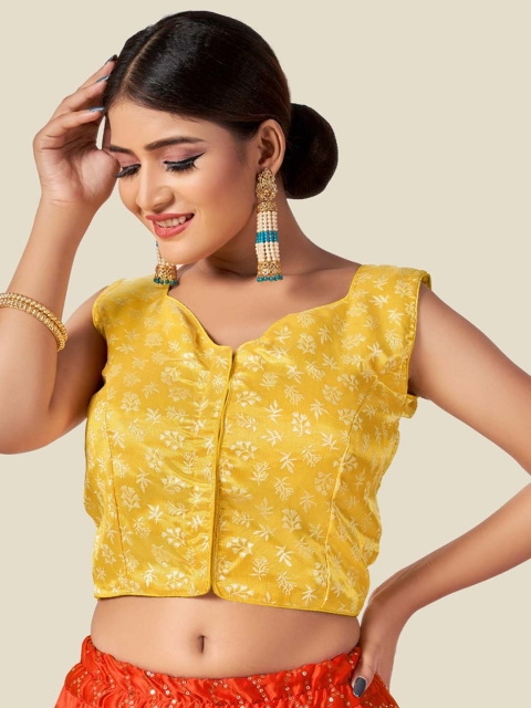 

HIMRISE Women Yellow Woven Design Saree Blouse