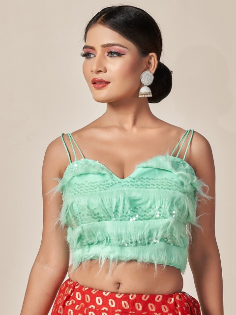 

HIMRISE Women Sea Green Embellished Saree Blouse