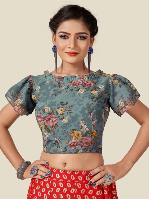 

HIMRISE Women Grey Printed Saree Blouse
