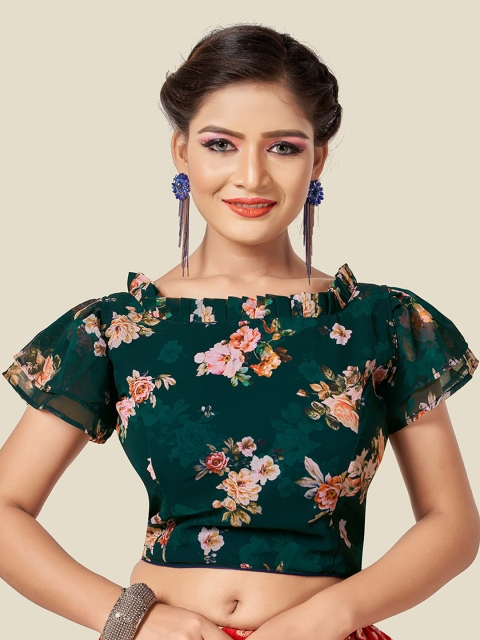 

HIMRISE Women Green Printed Saree Blouse